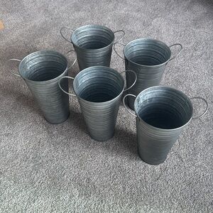 🛍️ Galvanized Mini Metal French Buckets Set of 5